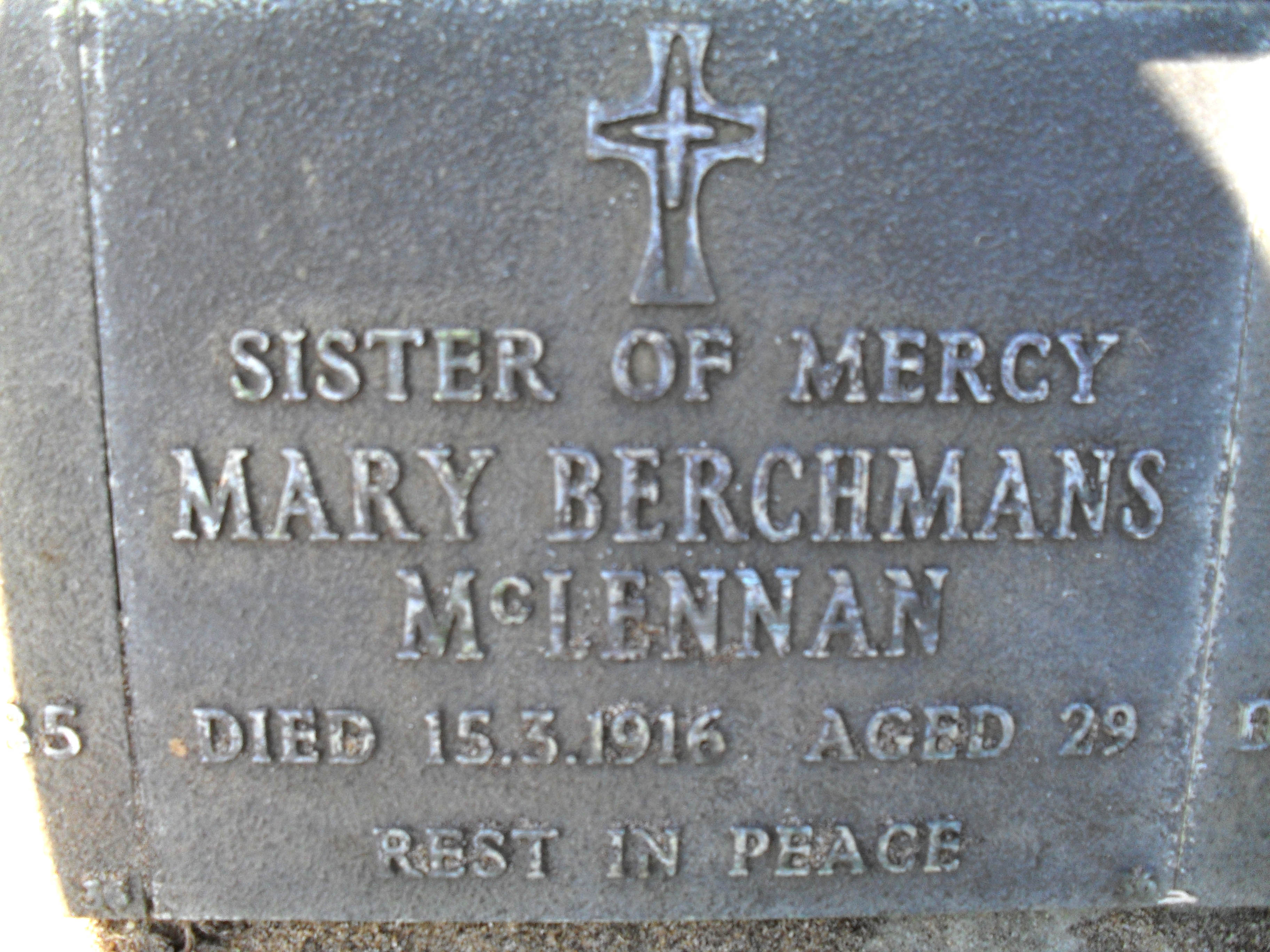 Photo of headstones/Maud McLennan d1916 hdstn Karrtta aka Mary Berchmans